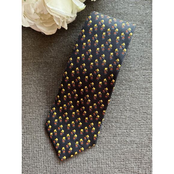 Salvatore Ferragamo Mens Silk Bumble Bee Print Tie Made in Italy 3.5” - Picture 1 of 13